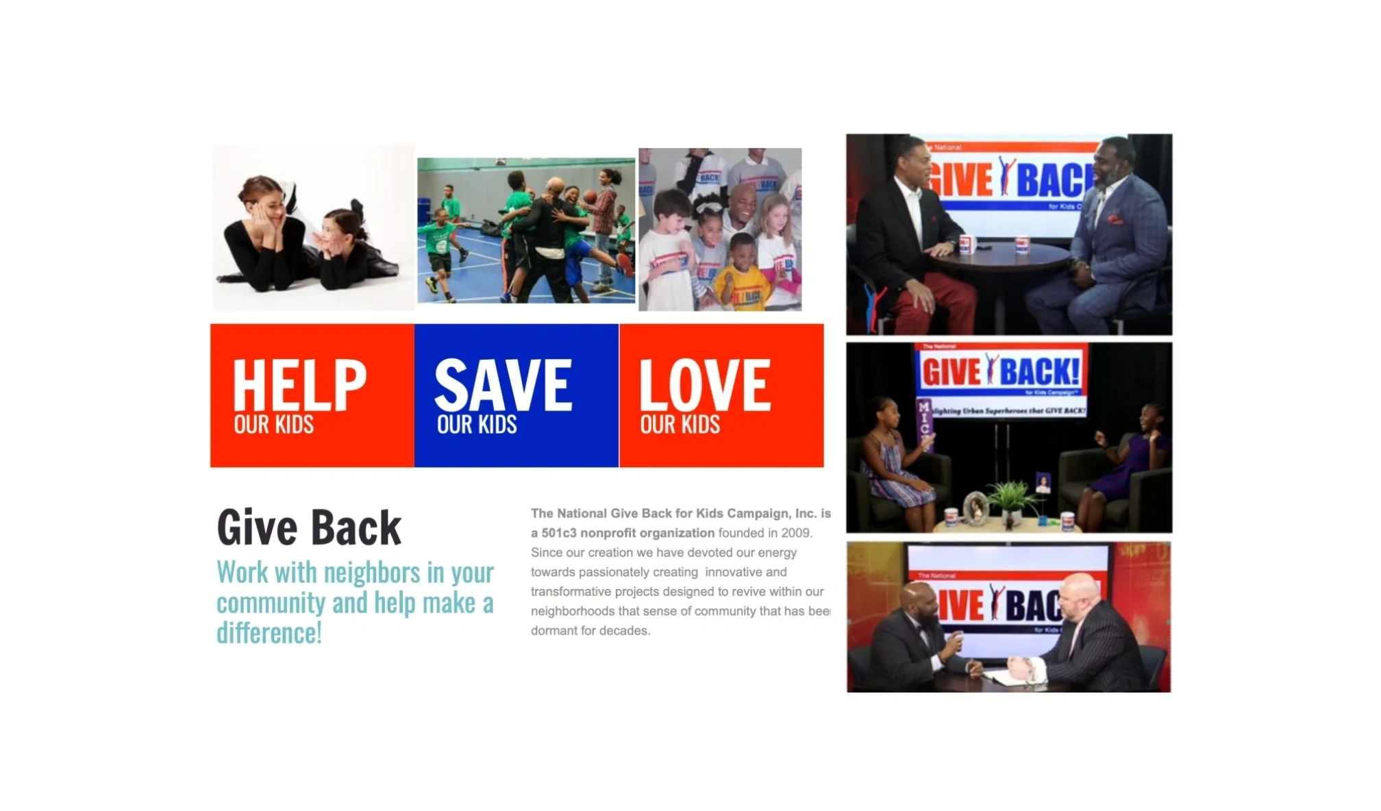 Help Our Kids, Save Our Kids, Love Our Kids – Give Back for Kids Campaign
